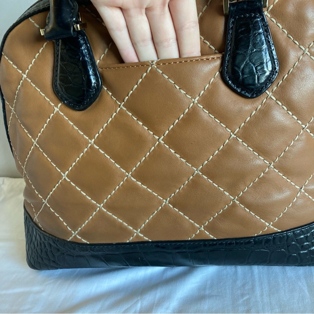 MICHAEL KORS Acorn Croc Quilted Dome Tote Selma Hamilton Raven Jet Set - Picture 5 of 12